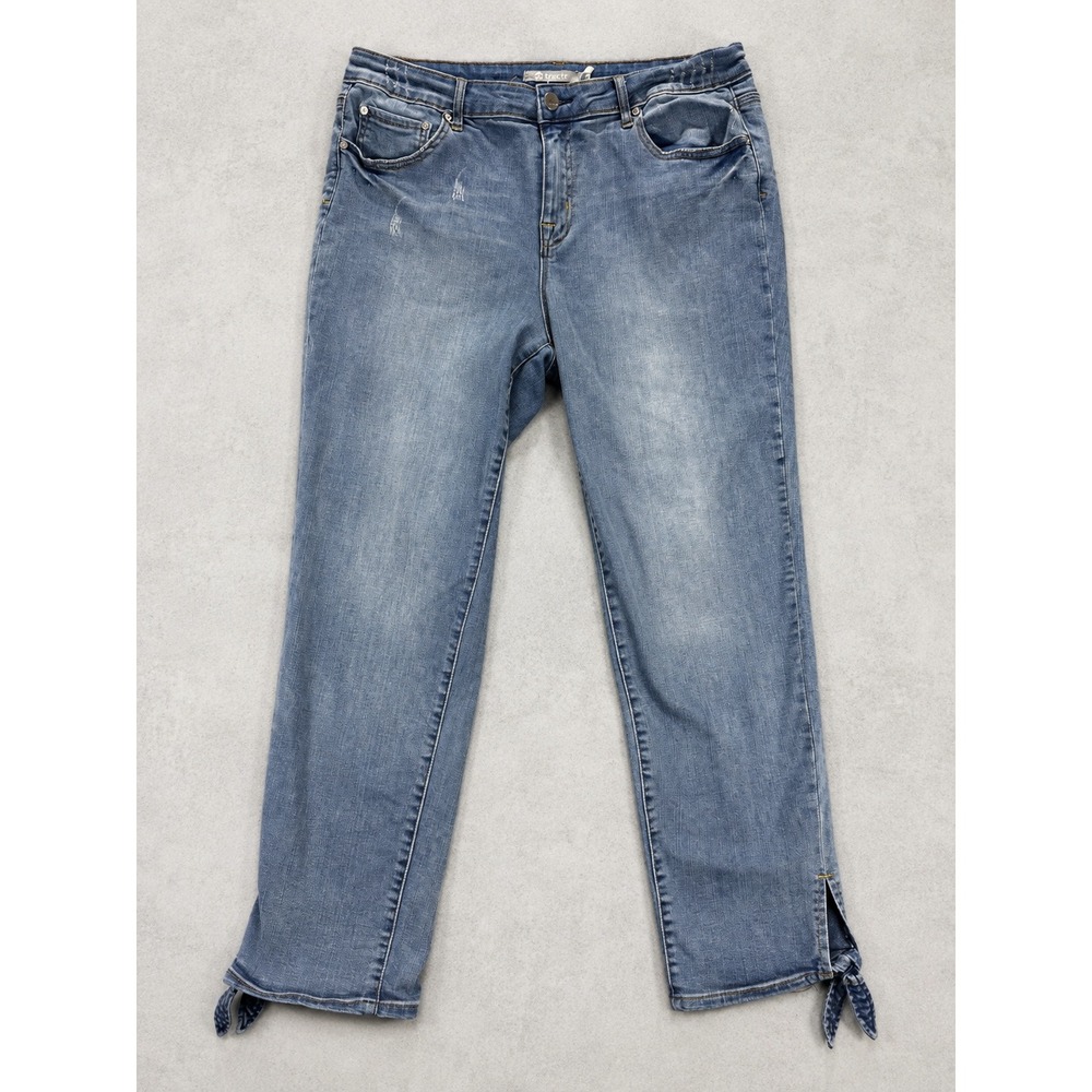 Tractr Jeans 14/32 Blue Denim Tie Leg Opening Cotton Tencel Stretch 97809-V5JM